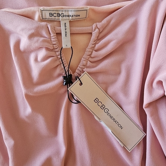 BCBGeneration Fitted Long Sleeve Mini Dress Bodycon Square Neck V Notch Large - Picture 5 of 5